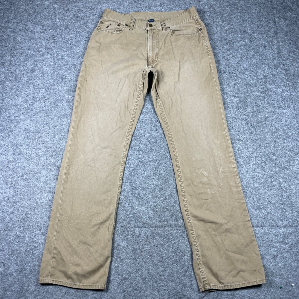 Polo Ralph Lauren Pants Mens 34x34 (Fits 31x32) Tan Khaki Straight Leg *FLAW*